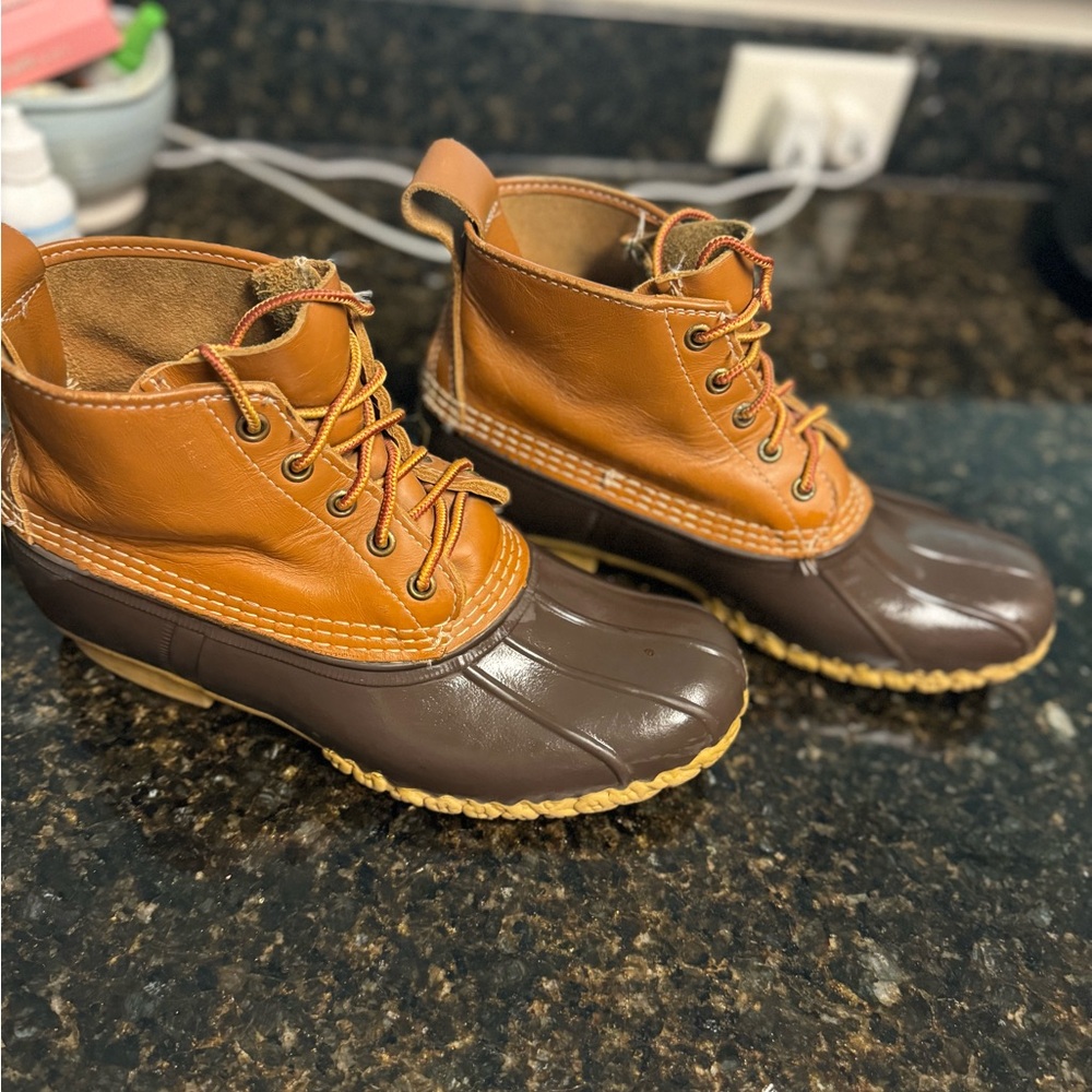 L.L. Bean Brown and Tan Ankle Boots Waterproof Design
